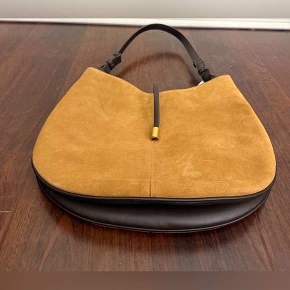 NWT ZARA Suede Leather Shoulder Bag – Brown Cowhide & Camel - Equestrian Boho - Picture 11 of 17